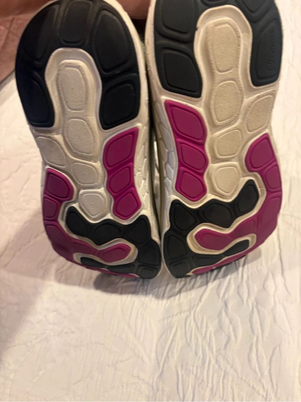 New Balance Women's Light Gray Athletic Shoes with Purple Accents